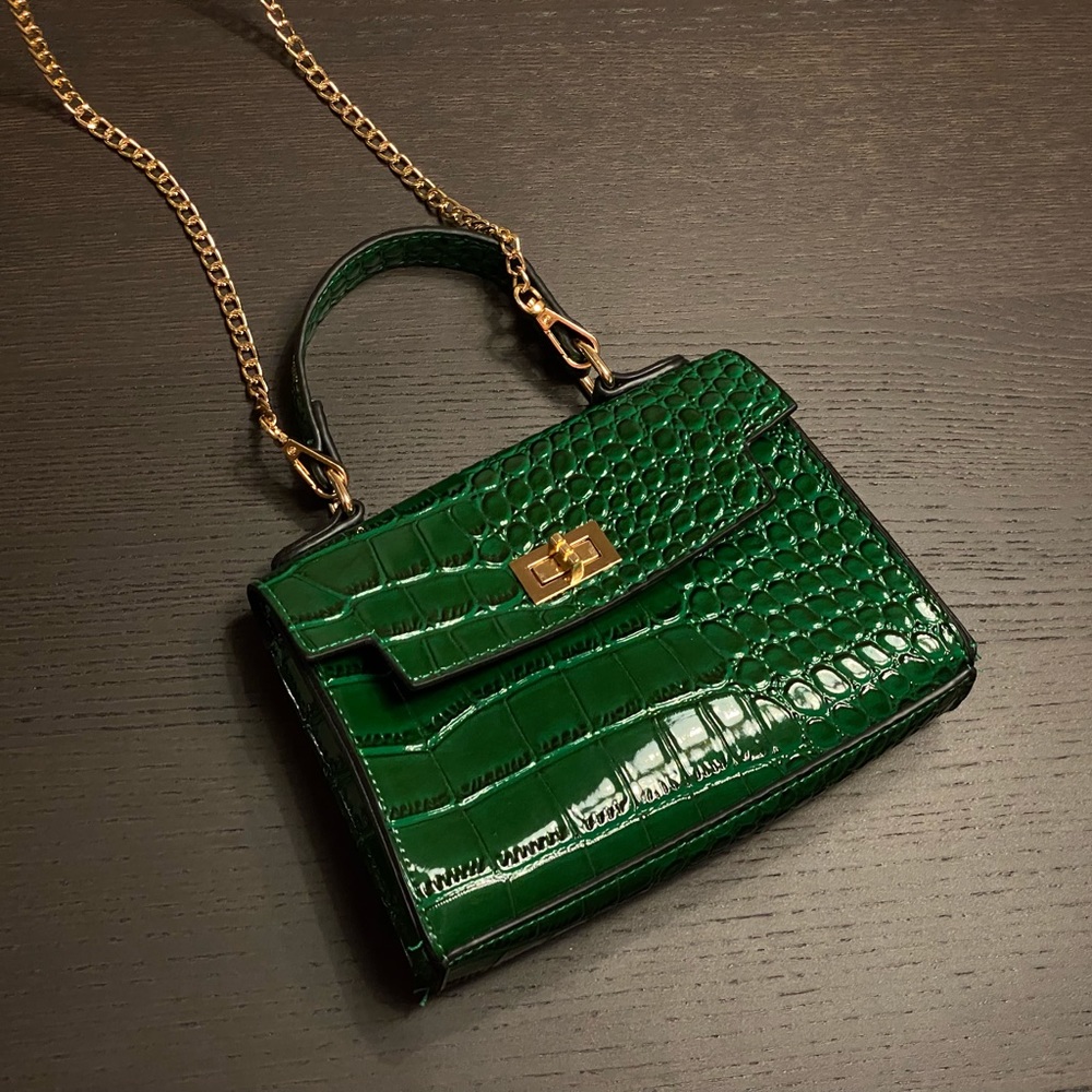 ASOS Green Croc-Embossed Mini Bag - Picture 6 of 16